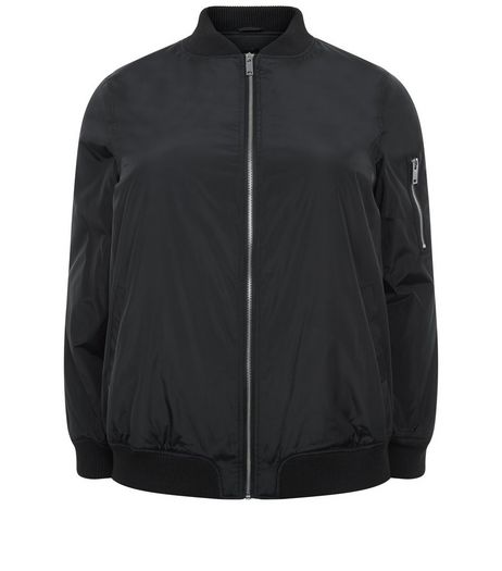 Curves Black Padded Bomber Jacket | New Look