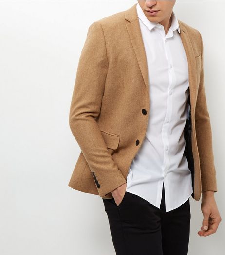 Camel Textured Blazer | New Look
