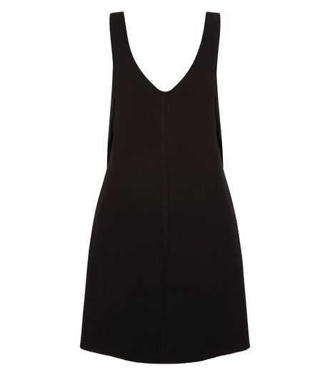 Petite Black Textured Pinafore Dress | New Look