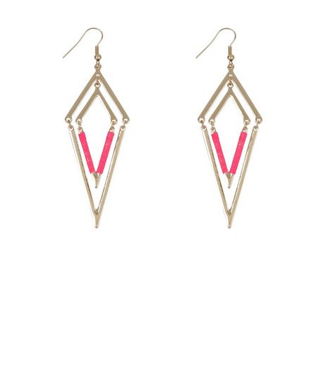 Pink Thread Wrap Diamond Earrings | New Look