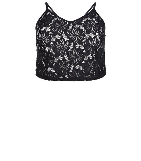 Curves Black Lace Crop Top | New Look