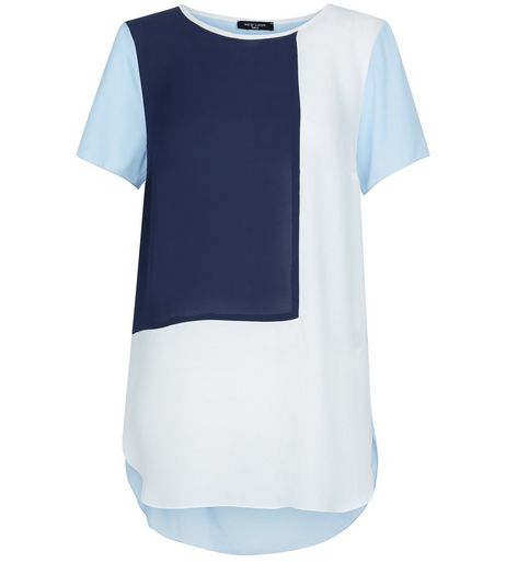 Tall Blue Colour Block T-Shirt | New Look