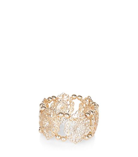 Gold Filigree Stretch Bracelet | New Look