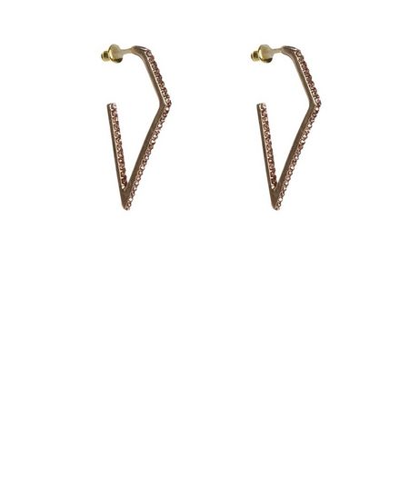 Gold Diamante Geo Hoop Earrings | New Look
