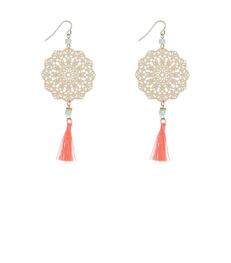 Gold Filigree Disc Tassel Earrings | New Look