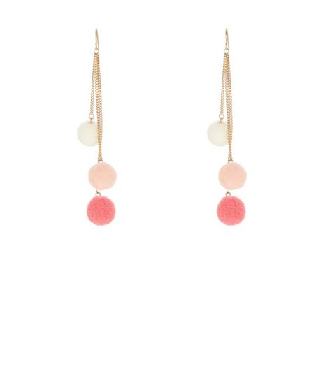 Pink Pom Pom Drop Earrings | New Look