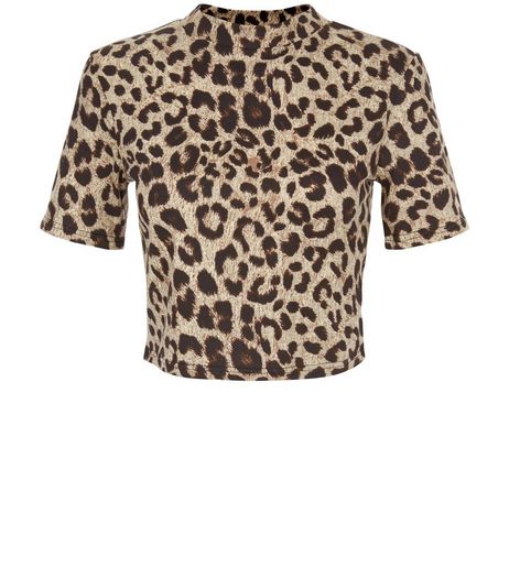 Black Animal Print Funnel Neck Crop Top | New Look