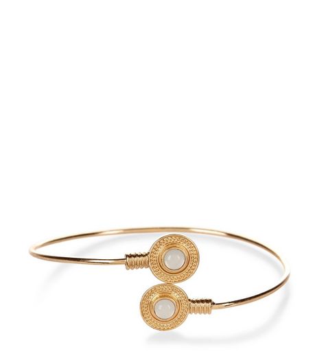 Gold Stone Disc Arm Cuff | New Look