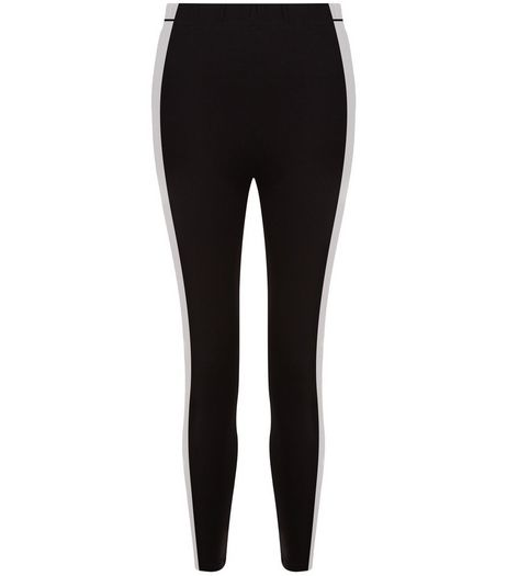 Teens Black Stripe Side High Waisted Leggings | New Look