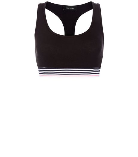 Black Stripe Hem Sports Crop Top | New Look