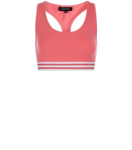 Mid Pink Stripe Hem Sports Crop Top | New Look