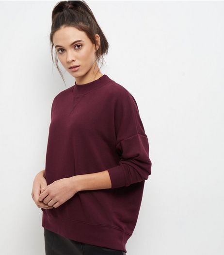 Burgundy Balloon Sleeve Sweater | New Look