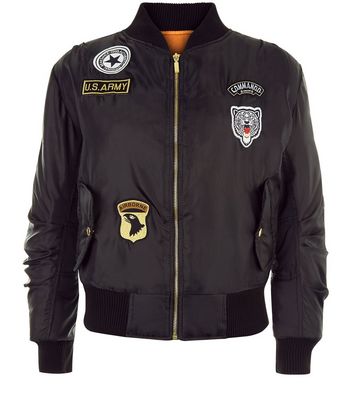 Cameo Rose Black Badge Bomber Jacket | New Look