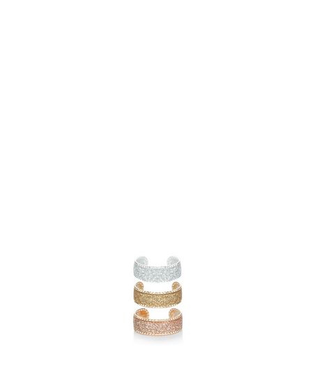 3 Pack Silver Gold and Rose Gold Glitter Toe Rings | New Look