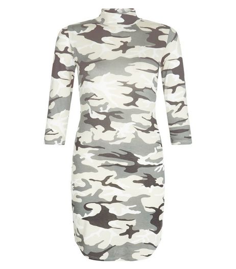 Blue Vanilla Green Camo Print Dress | New Look