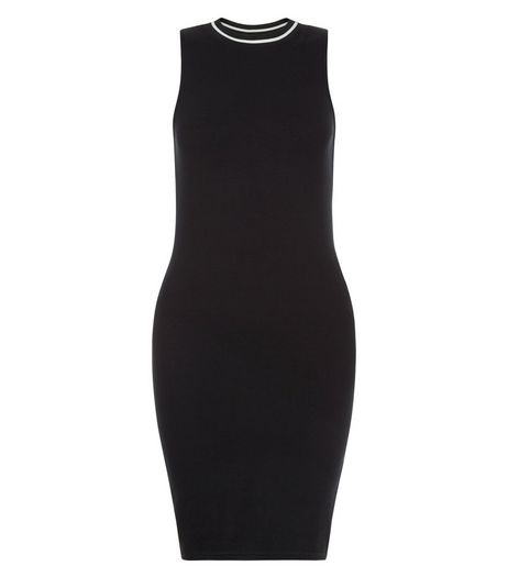 Black Ribbed Trim Bodycon Mini Dress | New Look