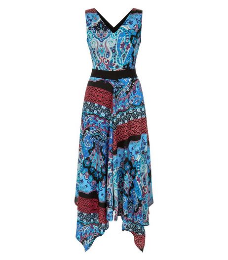 Mela Blue Paisley Print V Neck Dress | New Look