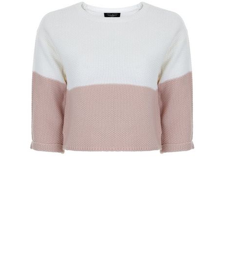 Teens Mid Pink Colour Block Jumper | New Look