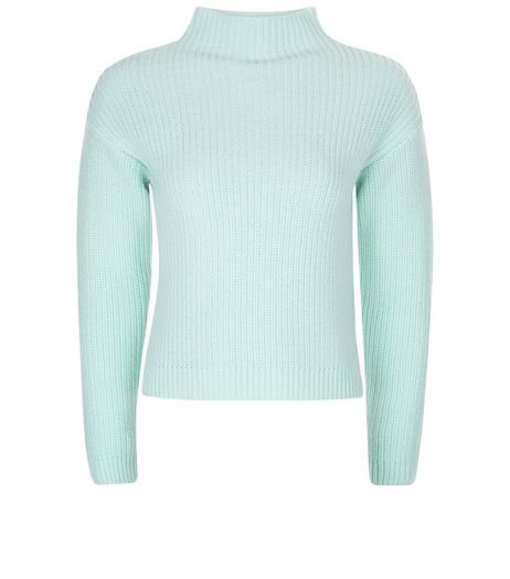 Teens Mint Green Ribbed Funnel Neck Jumper | New Look