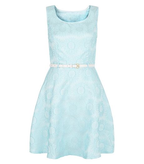 Mela Blue Floral Print Belted Skater Dress | New Look