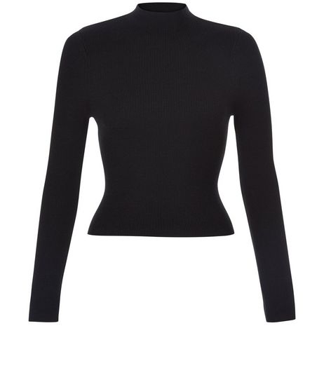 Teens Black Ribbed Funnel Neck Top | New Look