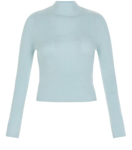 Teens Pale Blue Ribbed Funnel Neck Jumper | New Look