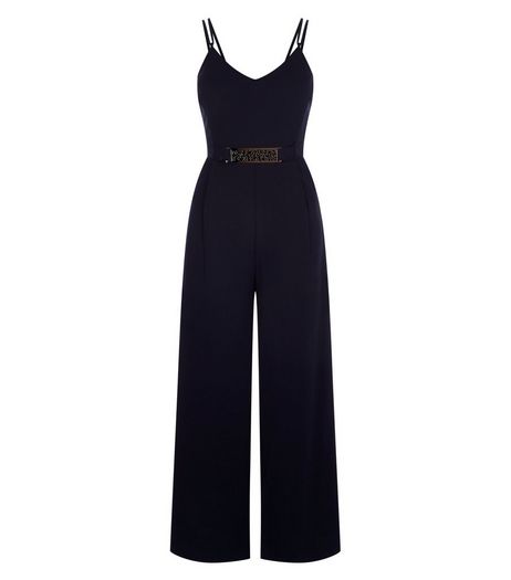 Mela Navy Belted V Neck Jumpsuit | New Look