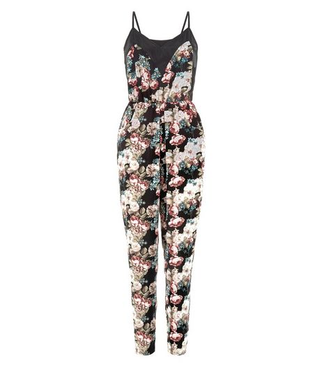 Mela Black Floral Print V Neck Jumpsuit | New Look