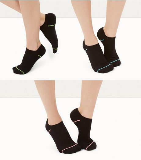 3 Pack Black Padded Trainer Socks | New Look