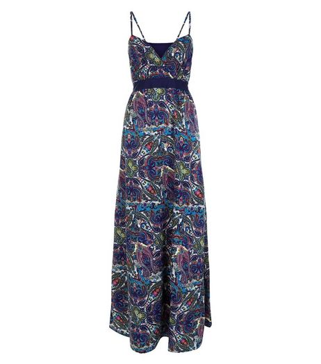 Mela Navy Floral Print V Neck Maxi Dress | New Look