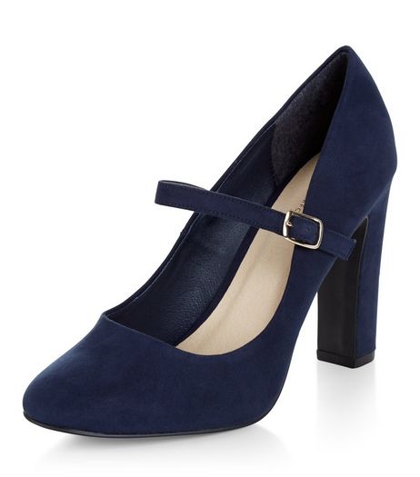 Navy Comfort Suedette Block Heels | New Look