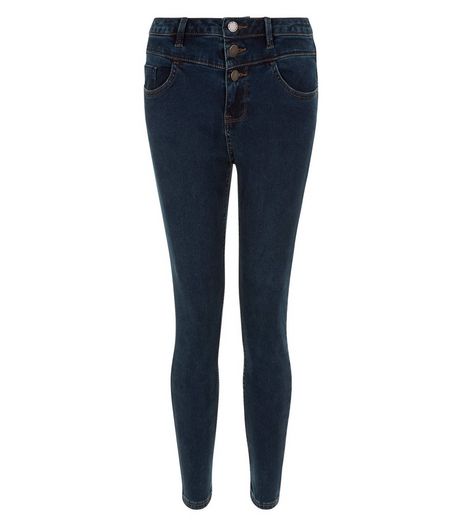 Petite Navy High Waisted Super Skinny Jeans | New Look