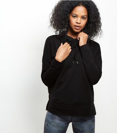 Black Cowl Neck Sports Jumper | New Look