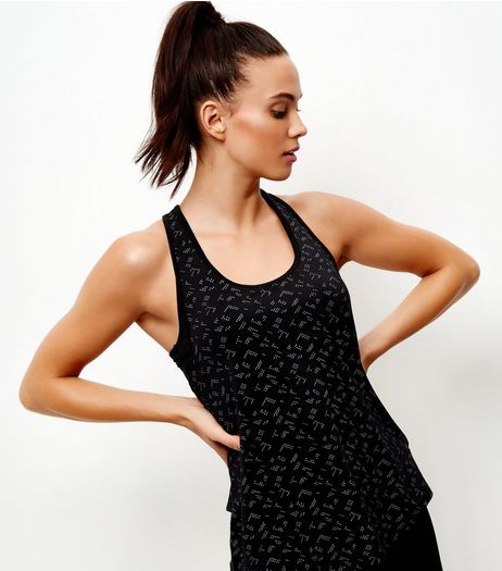 Black Abstract Spot Print Sports Vest | New Look