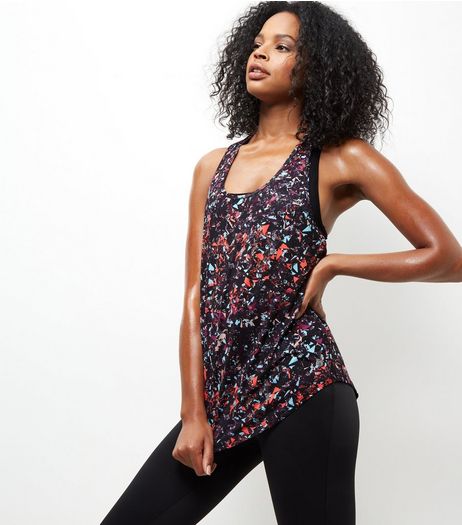 Red Abstract Print Sports Vest | New Look