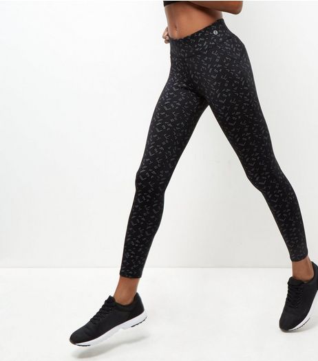 Black Abstract Spot Print Sports Leggings | New Look