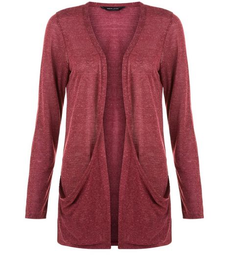 Burgundy Double Pocket Boyfriend Cardigan | New Look