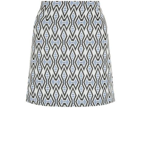 Blue Tribal Print Jacquard A-Line Skirt | New Look