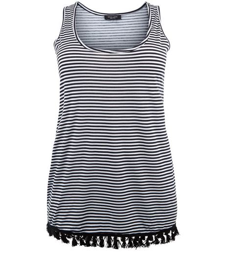 Curves Black Stripe Tassel Hem Vest | New Look