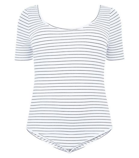 Curves Black Stripe Ribbed Bodysuit | New Look