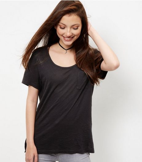 Black Single Pocket Slub T-Shirt | New Look