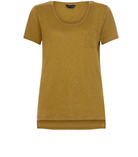 Olive Green Single Pocket Slub T-Shirt | New Look