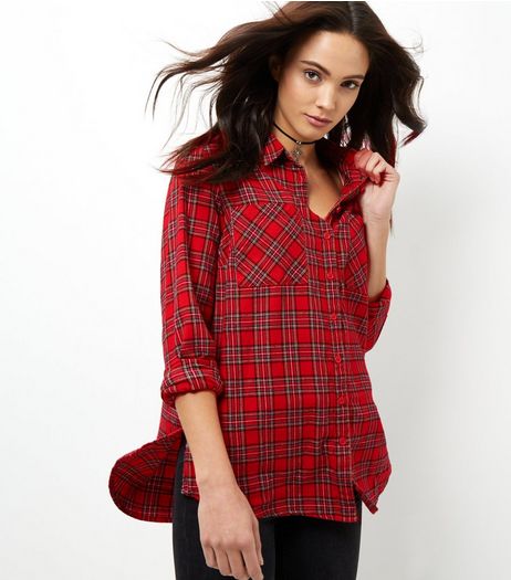 Red Tartan Check Long Sleeve Shirt | New Look