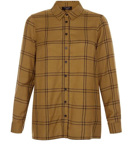 Petite Olive Green Grid Check Shirt | New Look