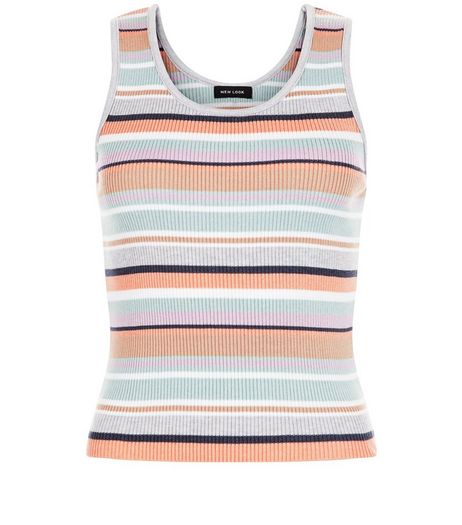 Multicoloured Ribbed Stripe Vest | New Look