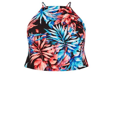 Curves Black Tropical Print Cami | New Look