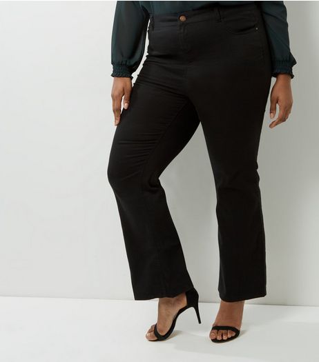 Curves Black Bootcut Trousers | New Look