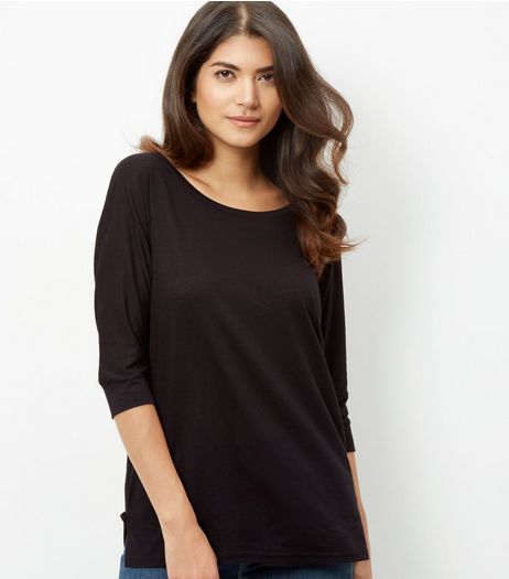 Black Batwing 1/2 Sleeve Top | New Look