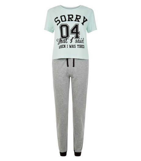 Teens Mint Green Sorry Slogan Pyjama Set | New Look