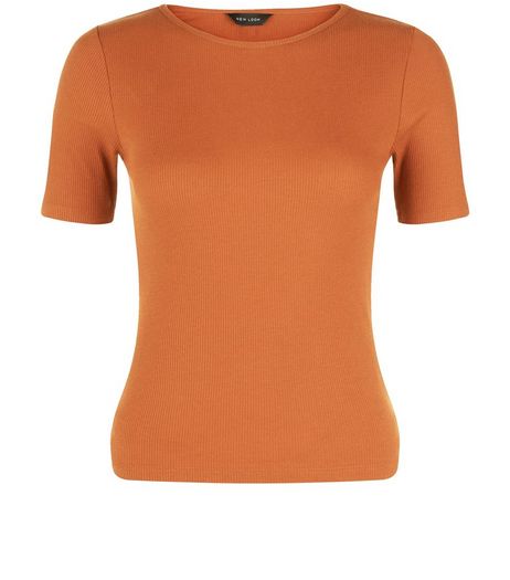 Rust Ribbed T-Shirt | New Look